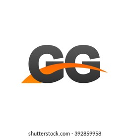 GG initial overlapping swoosh letter logo black orange