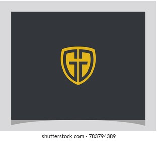 GG initial shield gold color icon letter logo vector