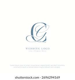 Logotipo do monograma do casamento inicial GG com modelo