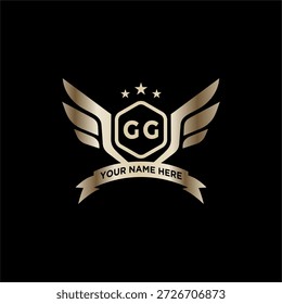GG Initials Eagle Logo Icon Education Stock Vector