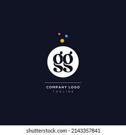 GG Letter Creative Monogram Design mit Blasen Punkten. Vektor Lettering Illustration eines farbenfrohen Alphabets mit Blasen.