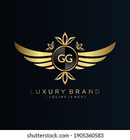 GG Letter Initial with Royal Template.elegant with crown logo vector, Creative Lettering Logo Vector Illustration.