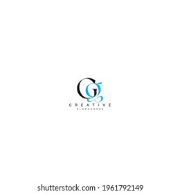 Gg letter linked upper and lowercase Luxury Premium Logo. Black and blue letter Isolated on white background. Can be used as  business, Brands, Mascot.