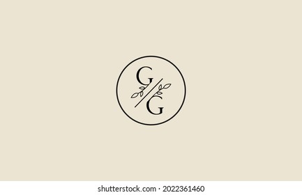 Letras GG Plantilla de logotipo femenino botánico floral, editable logo de monolina prefabricada adecuado, marca de bodas femeninas de lujo, corporativo.
