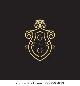 Logo inicial de GG line vintage en un diseño profesional de alta calidad que se imprimirá en cualquier medio de impresión