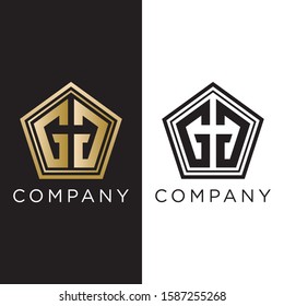GG logo initial pentagon design icon