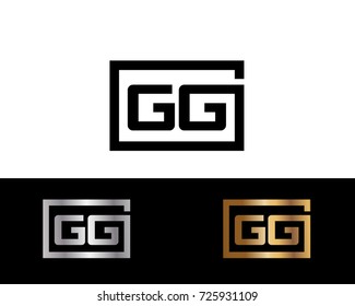 GG Logo. Letter Design Vector with Black Gold Silver Colors



