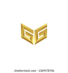GG Logo letter initial 3d designs templete with gold colors