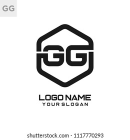 GG logo letter initial, Abstract polygonal Background Logo,
