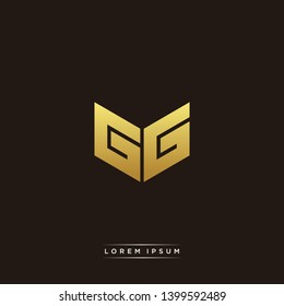 GG Logo Letter Initial Logo Designs Templete with Gold and Black Background