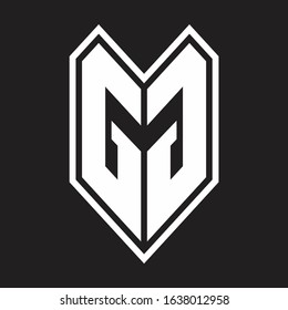 GG Logo monogram with emblem line style isolated on black background