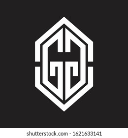 GG Logo monogram with hexagon shape and outline slice style with black and white