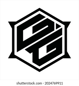 GG Logo monogram with hexagon and sharp shape design template