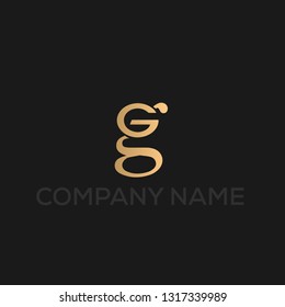 GG logo vector. G and G letters. Golden color text on black background