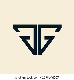 Logotipo de GG en monograma. Letra g icono tipográfico creativo. Signo de letras geométricas.Iniciales alfabéticas aisladas en el fondo claro. Personajes modernos, corporativos, web, de estilo tecnológico para la marca de la empresa.