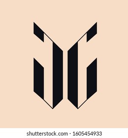 GG monogram logo.Geometric style typographic icon.Company lettering sign.Alphabet initials isolated on light pink background.Abstract letter g.Modern design, corporate, creative characters shape.