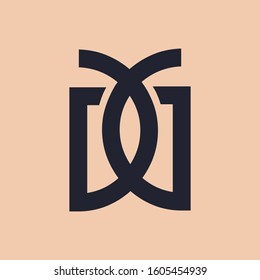 GG monogram logo.Geometric style typographic icon.Line lettering sign.Alphabet initials isolated on light pink background.Abstract overlapping letter g.Modern design, corporate characters shape.