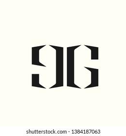 GG monogram.Typographic logo with double letter g.Lowercase and uppercase alphabet initials.Lettering icon isolated on light background.Modern, geometric, corporate, minimalist style.