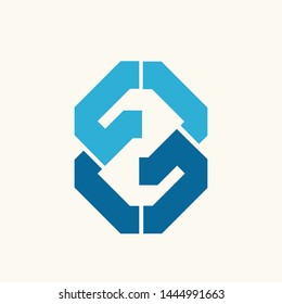 GG monogram.Typographic logo with uppercase letter g.Alphabet intertwined initials isolated on light color background.Lettering icon.Modern,clean,  geometric, corporate style.Thick lines sign.