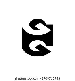 Logotipo del monograma del espacio negativo de GG – diseño minimalista moderno de la marca de letras