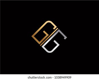 GG square shape Letter logo Design in silver gold color
