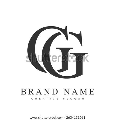 GG trendy logotype template. Initial letter g and g classic font style. Creative logo for company name or identity. Vector illustration.