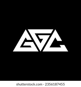 Diseño del logotipo de la letra del triángulo GGC con forma de triángulo. Monograma de diseño del logotipo del triángulo GGC. Plantilla de logotipo vectorial de triángulo GGC con color rojo. Logo triangular de GGC Diseño sencillo, elegante y lujoso.