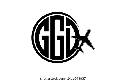 GGD initial letter tour and travel agency circle logo design vector. hajj Umrah agency, abstract, tourism agency, tourist guide, emirates, airlines, airplane flight, business, monogram, brand, company