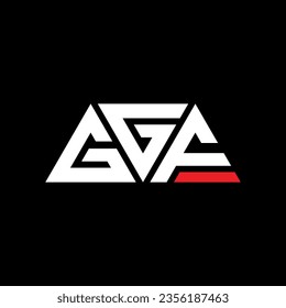 GGF triangle letter logo design with triangle shape. GGF triangle logo design monogram. GGF triangle vector logo template with red color. GGF triangular logo Simple, Elegant, and Luxurious design.