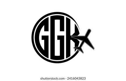 GGK carta inicial tour y vehículo de la agencia de viajes de diseño del logo circular vector. hajj Umrah agencia, abstract, agencia de turismo, guía turística, emiratos, aerolíneas, vuelo en avión, negocios, monograma, marca, empresa