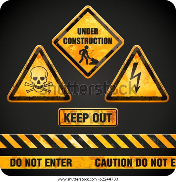 Ggrungy Danger Signs Vector Illustration Stock Vector (Royalty Free ...