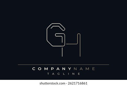 GH Abstract Line Style Logo. Minimalist Design Featuring the Letters G and H Abstract Line Style