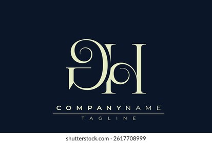GH abstract Logo. Elegantly Designed Minimalist Monogram Logo with Stylish Lettering. Sophisticated and sleek minimalist monogram showcasing unique lettering design.