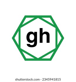 GH company monogram with green diamond. GH icon.