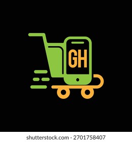 GH Fast Ecommerce Diseño de Logo Plantilla de Ilustración vectorial, GH Diseño de Logo