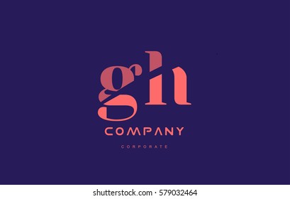 gh g h alphabet small letter blue pink creative design vector company logo icon template 