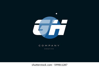 gh g h  blue circle dot big font alphabet company letter logo white design vector icon template 