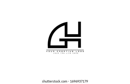 Plantilla de monograma abstracto del logotipo del vector GH