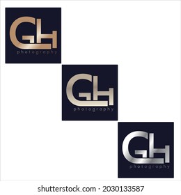 GH ,HG ,G ,H Logotipo de letras abstractas para la fotografía 3 opciones - vector