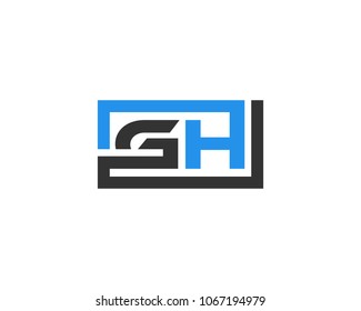 GH initial box letter logo template vector
