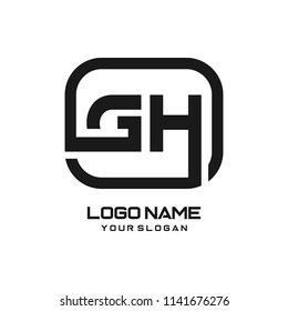 GH initial box letter logo template vector