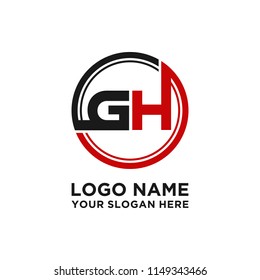 GH initial circle logo template vector