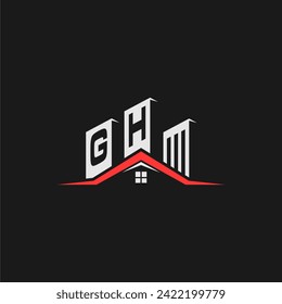 GH Initial Construction Real Estate Home Logo Design Vector