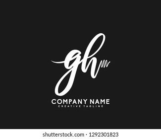 GH Initial Handwriting Logo Template Vector