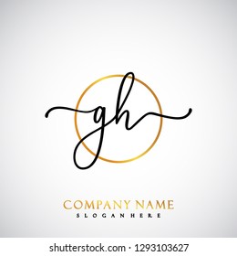 GH Initial Handwriting logo template vector