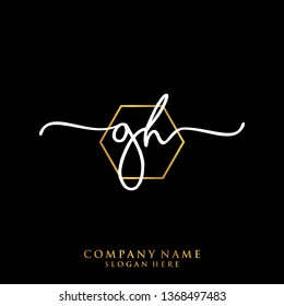 GH Initial handwriting logo template