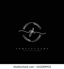 GH initial handwriting logo template vector