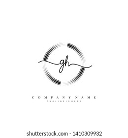 GH initial handwriting logo template vector
