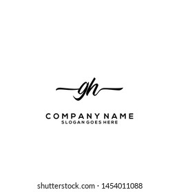 GH Initial handwriting logo template vector