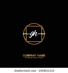GH Initial handwriting logo template vector